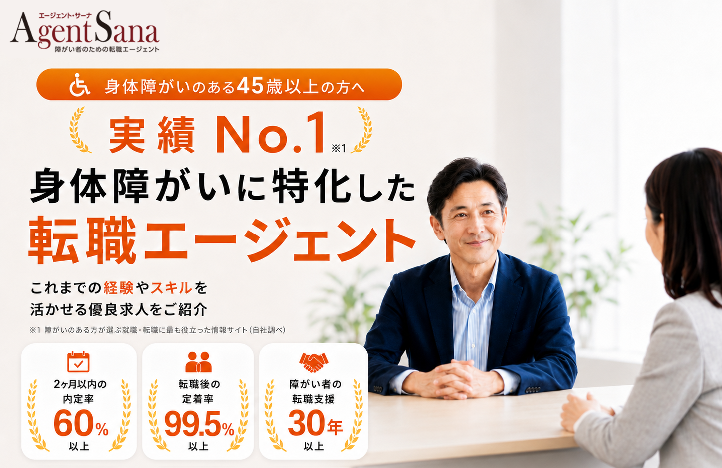 実績No.1 障がい者専門の転職エージェント※障がいのある方が選ぶ就職・転職に最も役立った情報サイト(自社調べ)